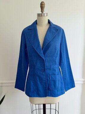 Vintage Cobalt Blazer Clean Tailored Fit Everyday Statement Piece S
